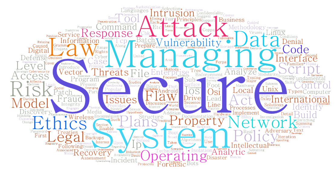 Word Cloud Course Description Cybersecurity Intelligence Management 