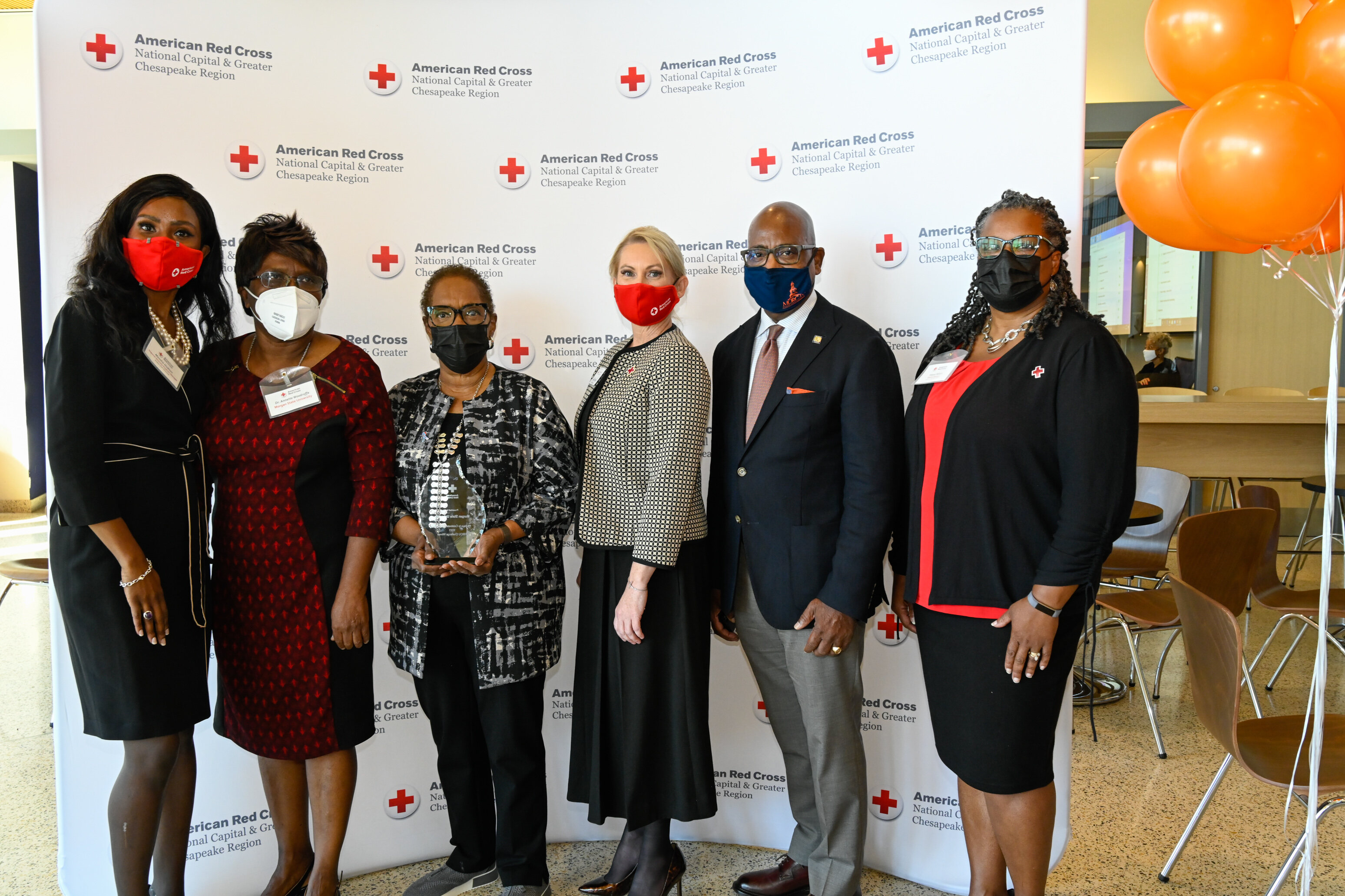 American Red Cross Blood Drive Award with five people