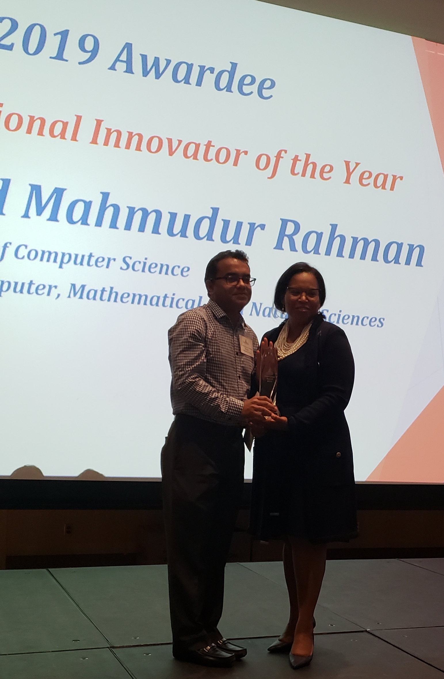 Dr. Rahman for receiving Morgans Innovation of the Year Award