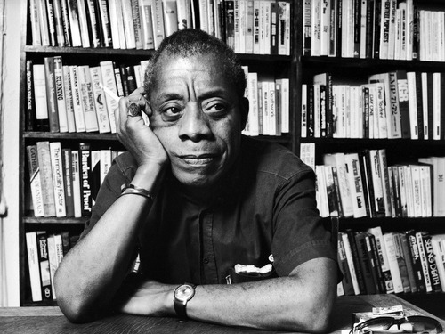 James Baldwin in the library 