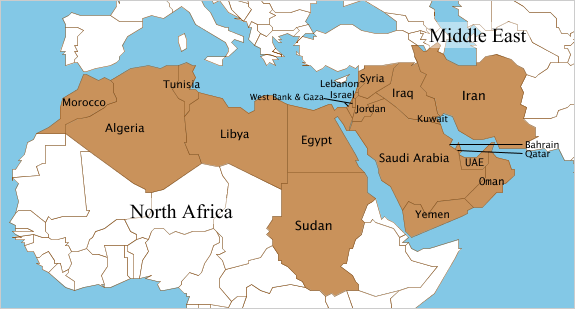 map of middle east and africa