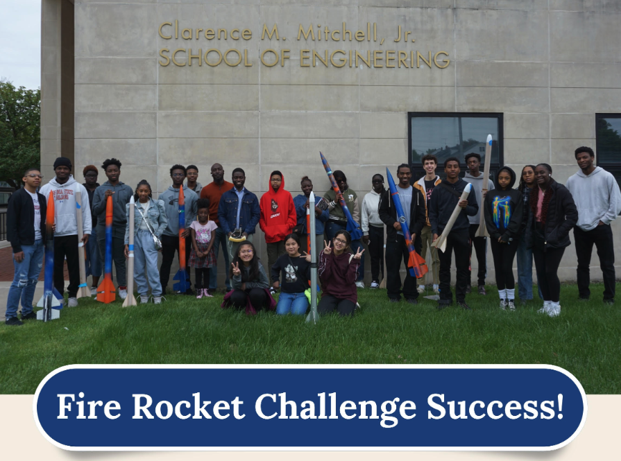 Group photo of the Students who participated in the Fire Rocket Challenge.