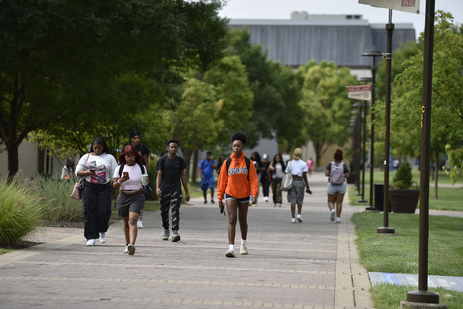 students walking on campus