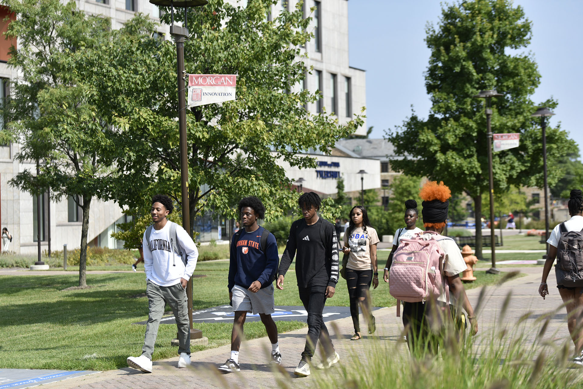 students walking on campus